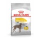 Royal Canin Dermacomfort Hundefutterbeutel für Hunde von 26-44 kg, mit grauem Hundesilhouette und Etiketten für reduzierte Allergene und Zufriedenheit der Besitzer.