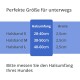 Größentabelle für Hundehalsbänder mit Maßen: S (28-40 cm), M (38-50 cm), L (48-60 cm), alle 2,5 cm breit. Anweisungen zum Messen des Hundehalses.