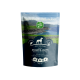 Hypoallergene Hundefuttertüte mit irischem Atlantiklachs, Gemüse und Algen, die 65% Lachs und 35% Gemüse hervorhebt.