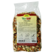 Eine 450g Tüte cdVet Fit-BARF VitalMix Tierfutterergänzung für Hunde und Katzen, mit getrocknetem Gemüse und Früchten sowie deutschen Anweisungen.