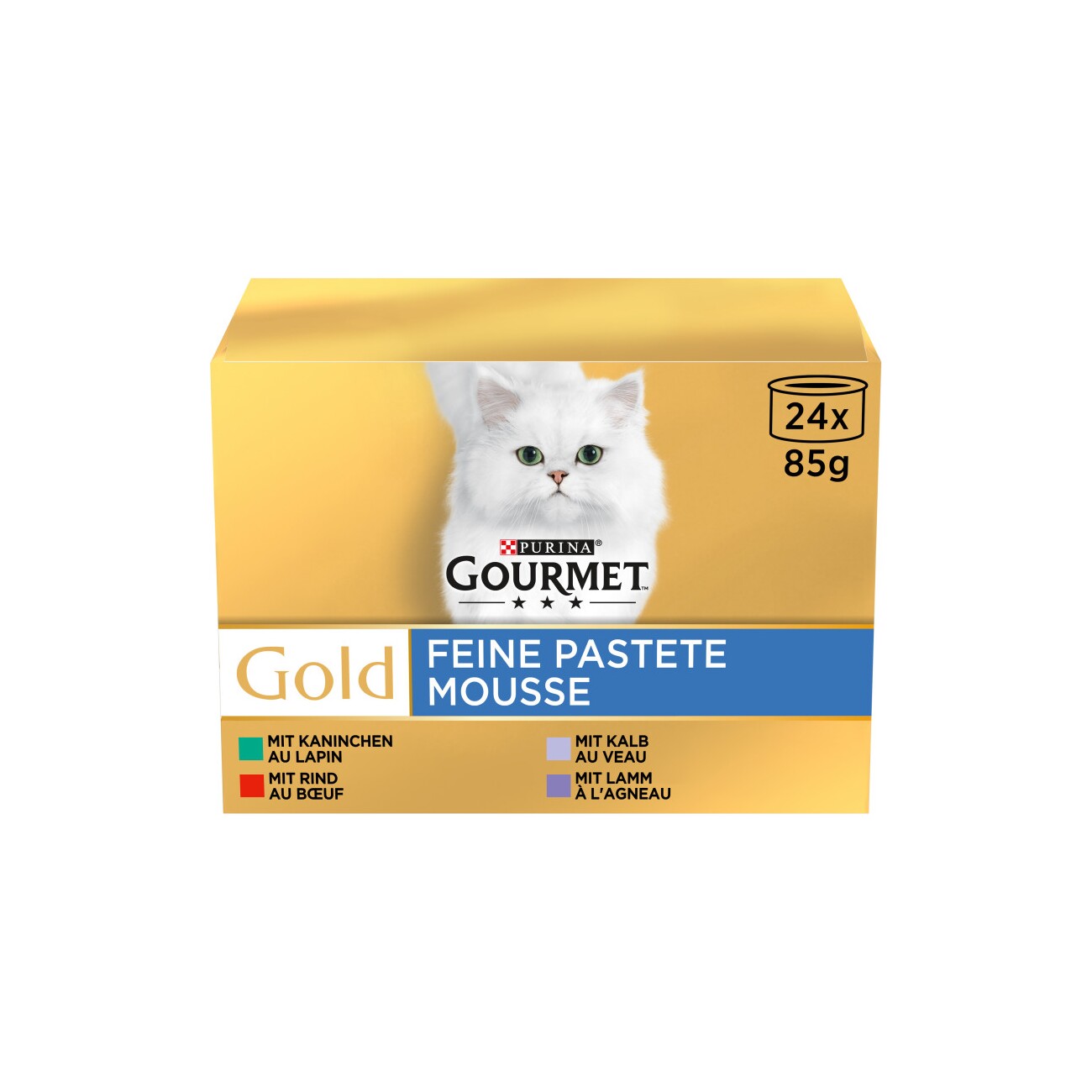 GOURMET Gold fijne paté konijn, rund, kalf, lam 24x85g st.