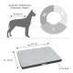 Hundematratze von Doctor Bark, gekennzeichnet als "sauber, hygienisch, pflegeleicht," maschinenwaschbar bis 95 °C, trocknergeeignet, mit einer Kapazität von 7 kg.
