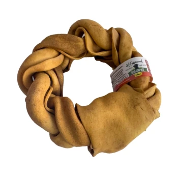 Kauknochen 6 Stk aus Kalbsleder, geflochten, 15 cm