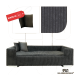 Ein stilvolles, dunkelgraues Haustiersofa mit geripptem Stoff, das zwei passende Kissen enthält, mit dem Aufdruck "MADE IN EU" und dem Markenlogo "ROHRSCHNEIDER."
