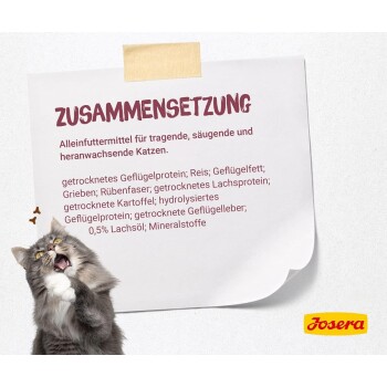 Nährwertinformationen für Haustierfutter, die Zutaten, analytische Komponenten und Zusatzstoffe, einschließlich Vitamine und Mineralien, auflisten.