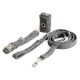 Graues Haustiergeschirr- und Halsbandset mit passendem Abfallbeutelhalter, mit Metallclips und weichem Stoff.