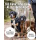Zwei mittelgroße bis große Hunde an einer grünen Leine auf einem Waldweg; deutscher Text: 'Die Führleine für alle Vierbeiner'; 'Gewicht: 240 Gramm'.