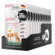 Packung 'The Good Stuff' Feuchtfutterbeutel Truthahn mit Kürbis in einer schwarzen Displaybox, mit illustrierter orangefarbener Katze und Kürbis-Symbol