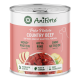 Dose von AniForte PureNature Country Beef Nassfutter für Hunde, mit einer Hundillustration, mit Zutaten wie Rindfleisch, Kartoffeln, Karotten und Zucchini.