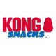 Logo von KONG Snacks mit fettem roten Text für 'KONG' und blauem Text für 'SNACKS', entworfen für Haustierleckerlis.