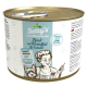 Dosenfutter für Hunde "Betty's Landhausküche Pferd mit Kartoffel & Distelöl", mit einer Hundegrafik, gekennzeichnet als Einzelprotein und sensitiv.