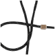 Schwarze geflochtene Haustierleine mit reflektierenden Fäden und einem kleinen Holzperlendetail auf weißem Hintergrund.