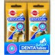 Pedigree Junior Denta Tubos Hundesnacks zur Pflege der Milchzähne, reich an Kalzium, mit Bild von zwei Welpen und Zahn-Icon.