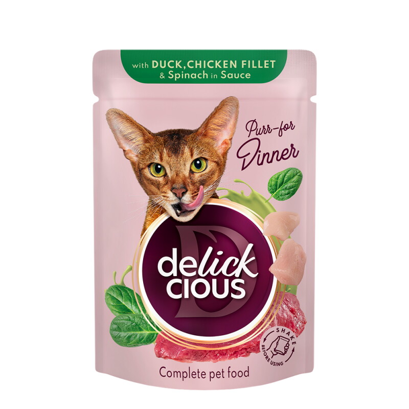 Delickcious Nassfutter für Katzen Ente 12x85 g