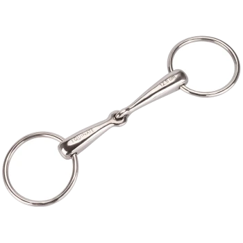 Edelstahl-Pferdegebiss mit zwei Ringen, beschriftet mit "EQUINATE" und "12,5 cm," entworfen für den Reitsport.
