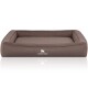 Orthopädisches Hundebett aus Velours mit Handwebcharakter Yukon braun/ grau XL
