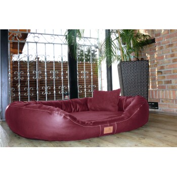 Orthopädisches Hundebett LENNART VISCO PLUS Kunstleder und Velours dunkelrot 2,2 m, 35 cm, 1,2 m