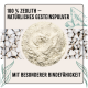 100% Zeolith - natürliches Gesteinspulver mit besonderer Bindefähigkeit, mit einer strukturierten Pulversubstanz und kleinen weißen Steinen.