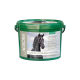 Grüner Eimer mit Agrob's Gipfelstürmer Mineral für Pferde, mit einem schwarzen Pferd auf dem Etikett und Text über optimale Ernährung.