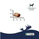 Kleiner brauner rechteckiger Hundesnack auf Lineal, Text 'FLEISCHIGE SNACKS FÜR HUNDE 20 x 12 mm' und BOZITA-Logo.