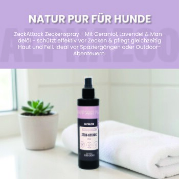 Bewertung eines Hundepflegeprodukts mit 4,8/5 Sternen aus 7.191 Bewertungen, mit einem Testimonial über die Wirksamkeit gegen Zecken.