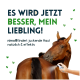 Eine Person sprüht den Rücken eines Pferdes mit einem Produkt, das mit "nimo®" beschriftet ist, das juckende Haut auf natürliche und effektive Weise lindert. Text lautet: "ES WIRD JETZT BESSER, MEIN LIEBLING!"