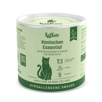 KatKare Kaninchen Essential hypoallergene gefriergetrocknete Kaninchensnacks für Katzen, 98 % Monoprotein, mit Probiotika und Superfood.