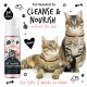 Bild von zwei getigerten Katzen neben einer Flasche Bugalugs No Rinse Katzen-Shampoo + Conditioner, gekennzeichnet als vegan und pH-ausgeglichen, für Katzen ab 8 Wochen.