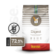 Hundefuttertüte mit der Aufschrift "Digest" von Husse, mit einem Cartoon-Hundelogo, glutenfreiem Symbol und Nährwertinformationen: 23% Protein, 72,5% tierisches Protein.