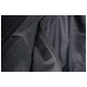 Nahaufnahme eines schwarzen Haustierträgerstoffs, der das strukturierte Material und den Klettverschluss zeigt, und das langlebige Design hervorhebt.