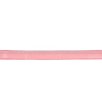 Pinkes Haustierhalsband mit dezentem Pfotenmuster und Doppelnaht auf weißem Hintergrund.