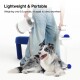 Border Collie neben einer Person, die einen tragbaren Trockner hält; sichtbarer Text: Lightweight & Portable und Weighing only 6.6 pounds.