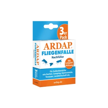 ARDAP Fliegenfalle Nachfüller-Pack, 3 Einheiten, für den Einsatz im Freien in Gärten, beim Camping und in der Landwirtschaft, mit langanhaltender Wirkung.