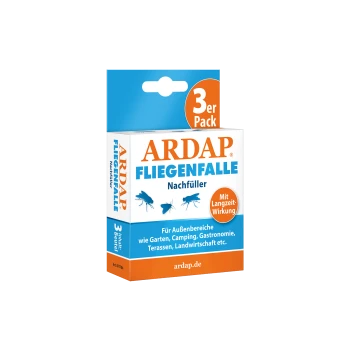 ARDAP Fliegenfalle Nachfüller-Pack, 3 Einheiten, für den Einsatz im Freien in Gärten, beim Camping und in der Landwirtschaft, mit langanhaltender Wirkung.