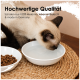 Weiße Futterschüssel für Haustiere mit einem Durchmesser von 13,4 cm und einer Kapazität von 250 ml, beschriftet mit "made in Germany."