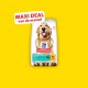 Hill's Science Plan Perfect Weight Hundefutterbeutel mit „MAXI DEAL des Monats“-Banner auf gelbem Hintergrund.