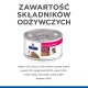 Puszka karmy dla kotów "Gastrointestinal Biome" od Hill's, z kurczakiem i warzywami. Informacje żywieniowe: 7,5% białka, 3,8% tłuszczu, 0,9% błonnika.