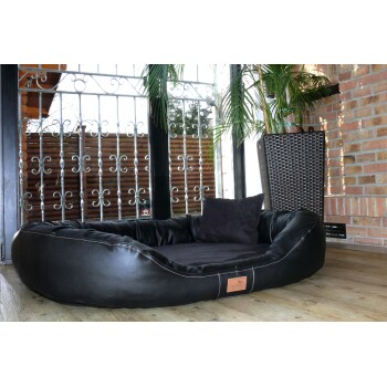 Orthopädisches Hundebett LENNART VISCO PLUS Kunstleder und Velours schwarz 85 cm, 20 cm, 65 cm