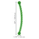 Jouet à mâcher tressé vert avec extrémités en boule, indiqué comme mesurant 20 pouces / 50,8 cm de long et 1,75 pouce / 4,4 cm de large.