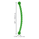 Groen gevlochten kauwspeelgoed met bolvormige uiteinden, gelabeld 20 inch / 50,8 cm lang en 1,75 inch / 4,4 cm breed