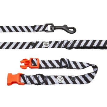Hundehalsband-Auslaufset schwarz/ weiß S