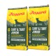 Zwei gelb-grüne Beutel Josera Surf & Turf Junior getreidefreies Hundefutter für mittelgroße und große Rassen, jeweils 12,5 kg.