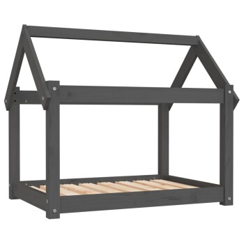 Hundebett L (81x60x70 cm) aus Kiefernholz grau