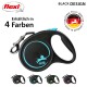 Schwarze flexi Hundeleine mit türkisfarbenen Akzenten, mit einem Clip und ergonomischem Griff, erhältlich in 4 Farben.
