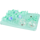 Jouet puzzle interactif pour chien vert menthe avec chevilles, compartiments et pièces en plastique transparentes et bleues pour cacher des friandises.