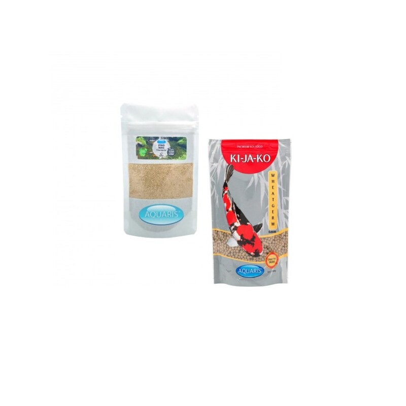 AQUARIS Sparset mit Koifutter Wheatgerm 1 kg / 6mm und Teichreinigung POND Bakto 50g