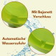 Grüner Deckel für Wasserspender mit Bajonettverschluss. Sichtbarer Text: Mit Bajonett Verschluss; Automatische Wasserzufuhr
