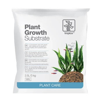 Witte "Planten Groei Substraat" zak van Tropica, met aquatische planten en grind, met meertalige instructies, 2,5L/3kg.