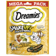 Opakowanie przysmaków dla zwierząt Dreamies ShakeUps Multivitamins z zabawnym kotem, z różnorodnymi kształtami i smakami przysmaków, 165g.