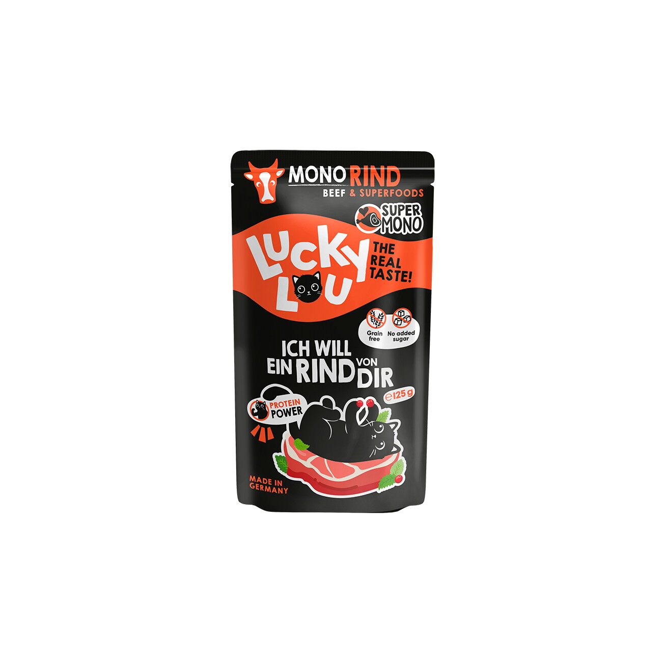 Lucky Lou Nassfutter Katze, Adult, SuperMono, Rind 16x125 g
